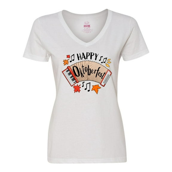 Inktastic Happy Oktoberfest- Accordian Women's V-Neck T-Shirt