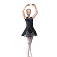 thumbnail image 2 of ZHOGXU Kids Girls Ballet Dress Sleeveless Solid Color Round Neck Lace Trim Comfortable Breathable Elegant Dance Dress For Training Performance,Black,3-4 Years, 2 of 9