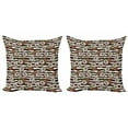 thumbnail image 1 of Ambesonne Tropical Throw Pillow Cover 2 Pack, Exotic Coconut Jungle, 24", Dark Brown Green White, 1 of 2
