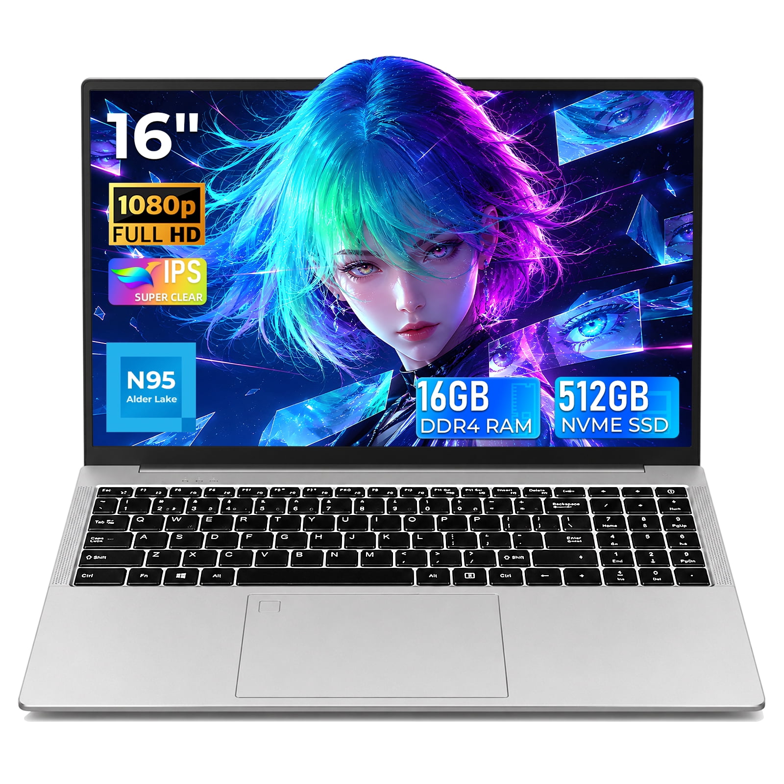 Laptop 15.6 FHD 16GB 512GB Intel Quad-Core 12th Alder Lake N95