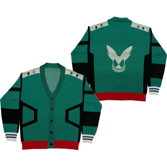 Anime Hero Cardigan Sweater Green Cardigan Jacket Top Coat
