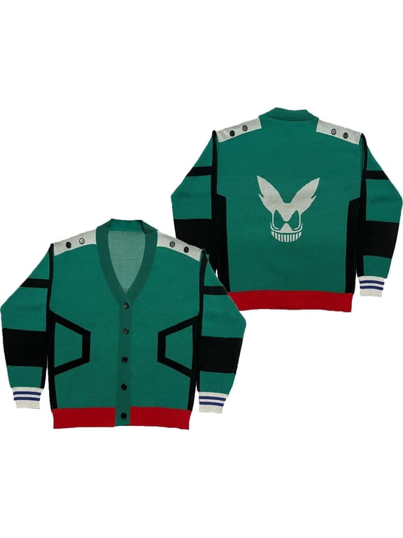 Anime Hero Cardigan Sweater Green Cardigan Jacket Top Coat