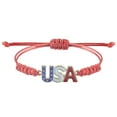 thumbnail image 2 of Ziurtnc American Independence Day Bracelet Fourth of July USA Letter Pendant American Flag Shape Adjustable Drawstring Tassel Rope Braided Wrist Jewelry, 2 of 8