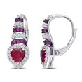 thumbnail image 1 of 1.90 CARAT (CTW) Lab Created Ruby & Created White Sapphire Coeur Boucles d'oreilles en argent sterling, 1 of 4
