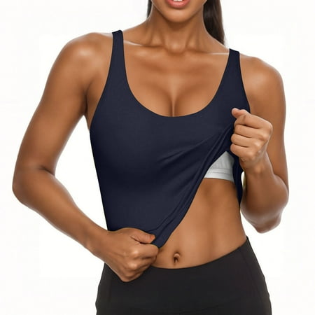 Womens U-Neck Tank Tops with Built in Bra Racer Back Cami Slim Fitted Tanks Sleeveless T Shirt Solid Color Camis Summer Basic Tank Athletic Yoga Running Camisole 2025 Trendy Sexy Outfit