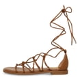 thumbnail image 2 of FSJ Women Open Toe Lace up Gladiator Sandals Woven Strappy Ankle Wrap Flats Summer Beach Outdoor Shoes Size 15 Sienna, 2 of 5
