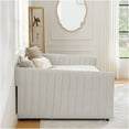 thumbnail image 7 of JERFIT Full Size Daybed with Trundle Upholstered Sofa Bed with Vertical Stripes Linen Fabric, 7 of 7