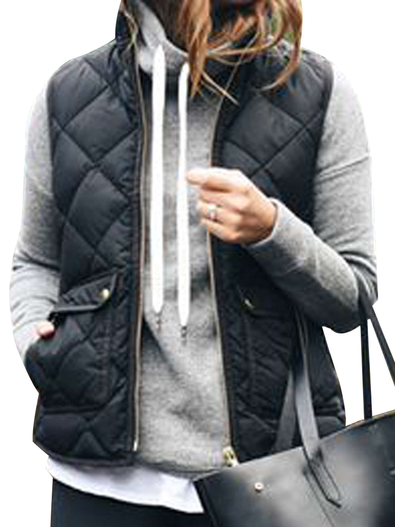 wybzd Women Cropped Puffer Vest Sleeveless Zipper Jacket Casual Fall