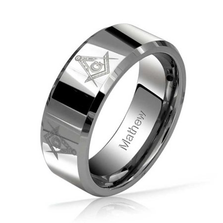 Square Compass Freemason Masonic Titanium Wedding Band Ring For