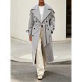 thumbnail image 4 of Womens Oversized Long Trench Coat Double Breasted Lapel Windproof Overcoat with Belt, 4 of 6