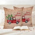 thumbnail image 3 of Merry Christmas Winter Pillow Covers 2 Pack Cow Red Truck Tree Board Pillowcase Waterproof Outdoor Throw Pillow Cover for Patio Garden Square Cushion 24”x24”, 3 of 9