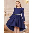 thumbnail image 4 of Arshiner Girls Dresses Ruffle Long Sleeve High Low Flowy Swing Casual Party Dresses with Pockets, 4 of 6