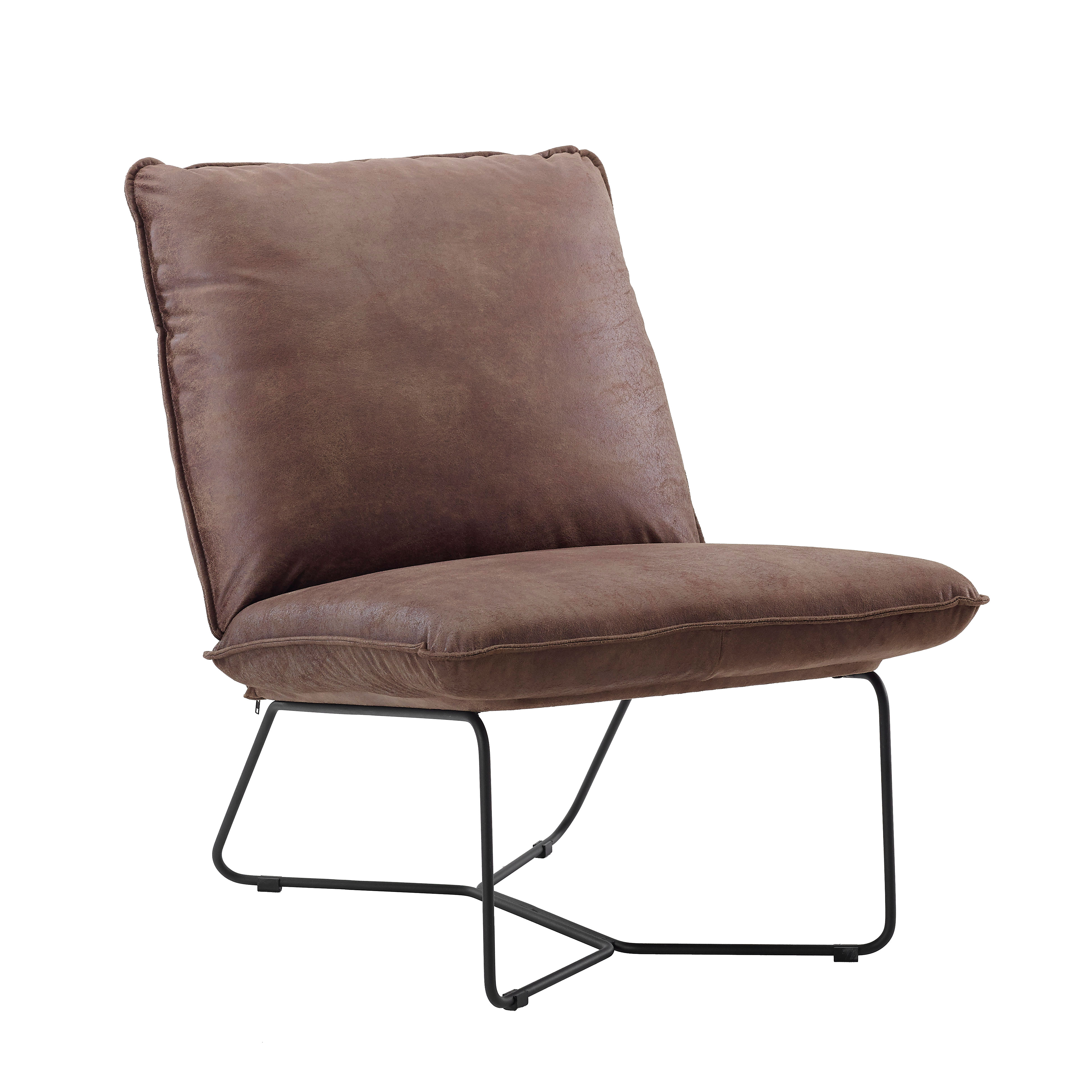 Better Homes & Gardens Pillow Lounge, Accent Chair, Brown Faux Leather Upholstery - image 5 of 9