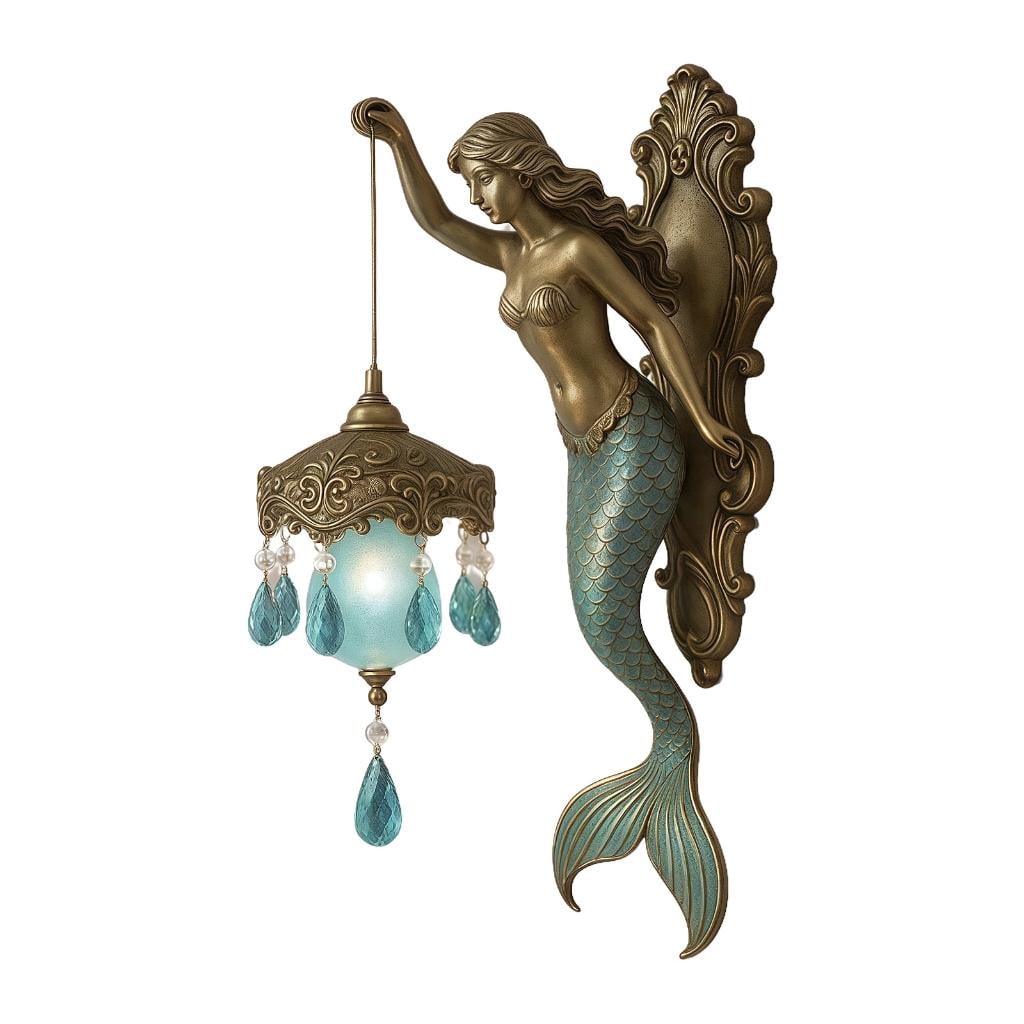 SDFGTstore mermaids Sculpture Night Light Elegant Base Background Light Bedroom Bedside Lamp Decoration for Bedroom Living Room