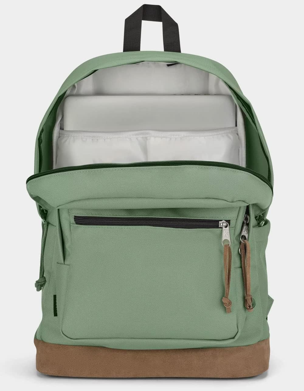 Green jansport backpack leather bottom hot sale