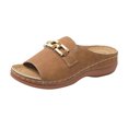 thumbnail image 3 of Domuza Womens Orthopedic Wedge Sandals, Arch Support Wide Width Open Toe Slip On Platform Shoes, Fashion Metal Buckle Comfortable Summer Beach Casual Walking Footwear Brown 8（EU-40）, 3 of 5