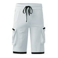 thumbnail image 3 of Aayomet Shorts Men Mid Waist Cargo Pant Solid Splice Pocket Drawstring Shorts (White, XXXL), 3 of 5