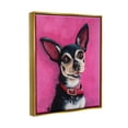 thumbnail image 3 of Stupell Industries Bold Pink Chihuahua Portrait Painting Metallic Gold Floating Framed Canvas Print Wall Art, Design by Lucia Stewart, 3 of 6