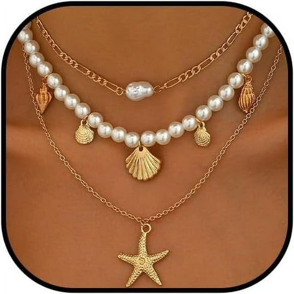 Puka Shell Necklace Starfish Necklace Seashell Choker Necklaces for Women Beach Vacation Essentials Summer Outfits for Women Boho Western Beach Surfer Jewelry