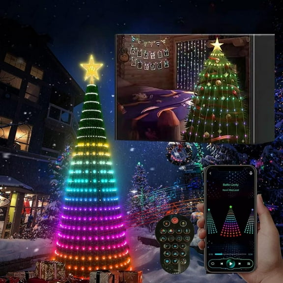 Outdoor LED Christmas Tree Light, 5FT 400 LED Smart Christmas Tree Light with Remote Control, Waterproof for Indoor Outdoor Xmas Decor