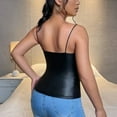 thumbnail image 7 of APEXFWDT Sexy Faux Leather Tank Tops for Women Spaghetti Strap V-Neck Slim Fit Camis Tank Tops Shirts Solid Camisoles Nightclub Club Tops, 7 of 7