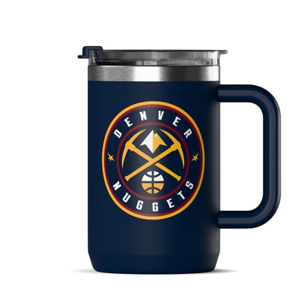 Hydrapeak x NBA Officially Licensed Denver Nuggets 18oz Insulated Coffee Mug with Flip Lid and Handle for Travel Cold/Hot Stainless Steel Coffee Cup Insulated BPA-Free Double Walled Tea Mug