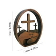 thumbnail image 3 of Wooden Easter Craft Decor – 13cm "He is Risen" Cross & Empty Tomb Ornament, Religious Easter Tabletop Shelf Decor for Home Church, 3 of 8