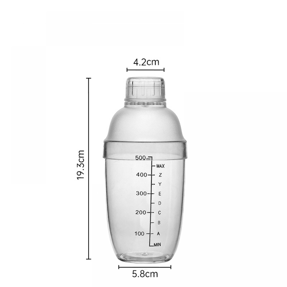 Kitchen Measuring Cup，Plastic Cocktail Shaker,Drink Hand Shaker Cup with Scales,Transparent (17 oz / 500cc)