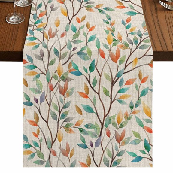 Table Runners 72 Inches Long Dress Scarves, Teal Orange Eucalyptus Farmhouse Kitchen/Dining Table Runner, Coffee Tablerunners, Spring Botanical Leaves 16x72 Inch