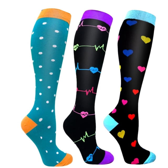 Stockings 3 Pairs Of Compression Socks For Men And Women Colourful Support Socks For Sports Flight Running Travel Cycling Stockings