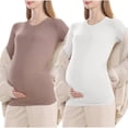 thumbnail image 3 of hengsof Maternity Shirt Long Sleeve Basic Top Ruch Sides Bodycon Tshirt for Pregnant Women, 3 of 4