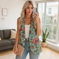 thumbnail image 4 of Uorisanigo Tribal Retro Flower Women’s Sleeveless Vest Tops Size M Open Front with Pockets Women's Suit Vest Top Button Down Lightweight Vests Top Casual, 4 of 7