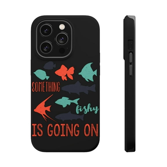 DistinctInk Tough Case for Apple iPhone 15 PRO (6.1" Screen), Compatible with MagSafe Charging - Something Fishy Going On