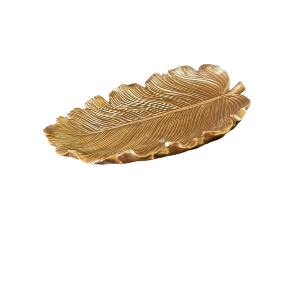 Gold Leaf Resin Tray Jewelry Organizer Vanity Catchall Decor