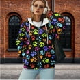 thumbnail image 4 of Garronmavis Colorful Dog Paw Women Sweatshirt Oversized Long Sleeve Lightweight Casual Womens Oversized Zip Up Sweatshirt Warm Soft Fall Sweaters Hoodies Zip Up Shirts Clothes, 4 of 7