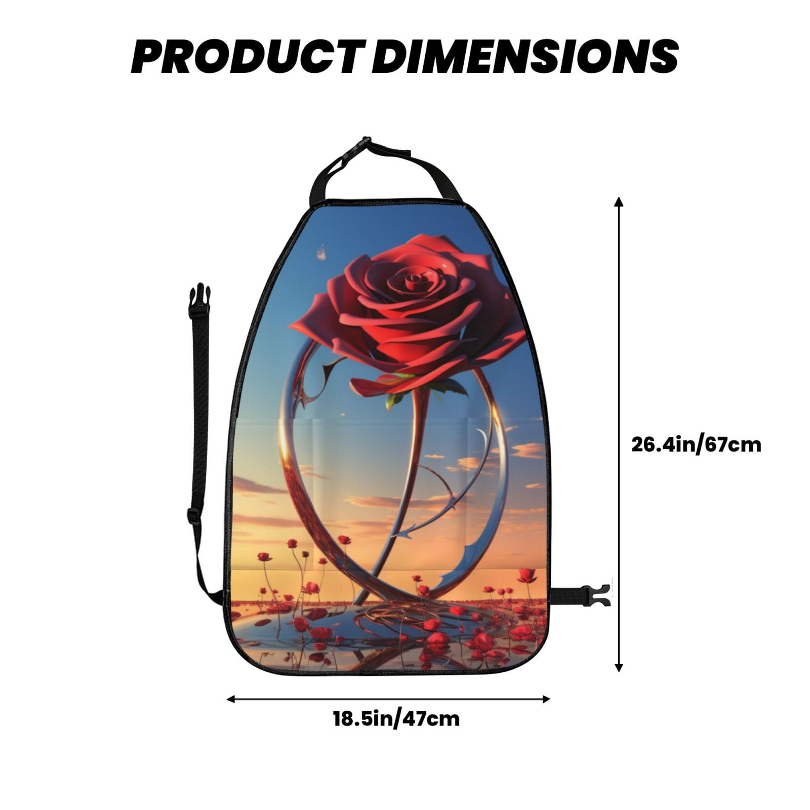 Xecao Sunset Rose Elegance Pattern Car Seat Back Protector 2 Pack Large Capacity Pocket, Kick Mats Back Seat Protector