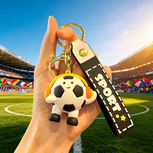 Llavero de Balón de Fútbol: Un Bonito Colgante de Fútbol con Auriculares para Niños, Niñas y Aficionados Al Deporte. Llavero de Pvc Resistente para Mochilas, Bolsos o Decoración de Escritorio. Un Reg