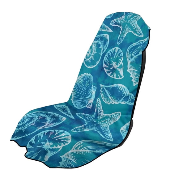 FUIALDOLG Cute Starfish Conch Shells Car Seat Towel Covers, Non-Slip Sweat Absorbent, Universal Fit Front Bucket Seat Cover for Cars/SUV/Trucks, Washable Towel Protector for Gym/Pet/Family