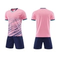 thumbnail image 2 of Odeerbi Kids Teen Boys Girls Mesh Quick Dry Soccer Uniform Set Striped T-Shirt Shorts Breathable Athletic Sportswear for 5-15 Years, 2 of 7