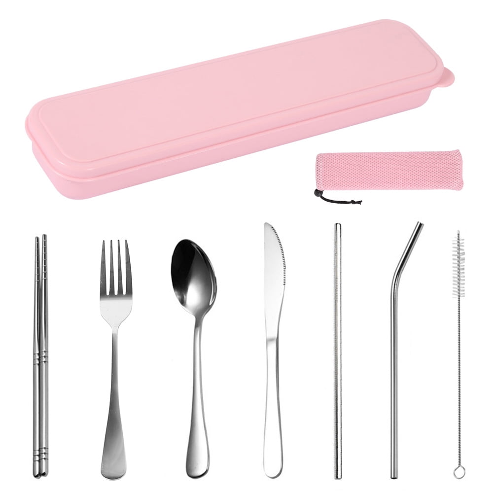 7X Stainless Steel Portable Tableware Cutlery Spoon Fork Chopsticks Outdoor Set 