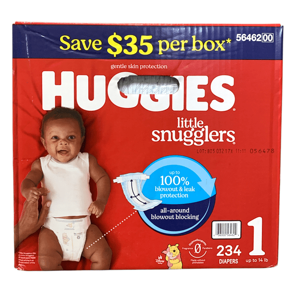 Huggies Little Snugglers Baby Diapers Size 1 (Up to 14 lbs) 234 Counts