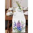 thumbnail image 2 of Botanical Floral Burlap Cotton Table Runner 13x120 Inches Long, Watercolor Wildflower Purple Farmhouse Table Runners, Outdoor Dining Tablecloths Decor for Baby Shower/Party/Wedding, 2 of 6