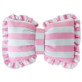 thumbnail image 2 of Striped Decorative Pillow Bow Accent & Ruffled Edges Soft Plush Fabric 12"x8" Pink White Modern Princess Style Bedroom Sofa Car Cushion Cozy Support, 2 of 8
