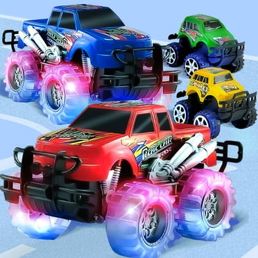JoyX 4 Pack Light Up Monster Truck Car Toy with LED Tires