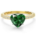 thumbnail image 3 of Gem Stone King 14K Two Tone Gold Green Nano Emerald and Lab Grown Diamond Engagement Ring for Women | 3.16 Cttw | Heart Shape 10MM | Gemstone May Birthstone | Size 6, 3 of 6