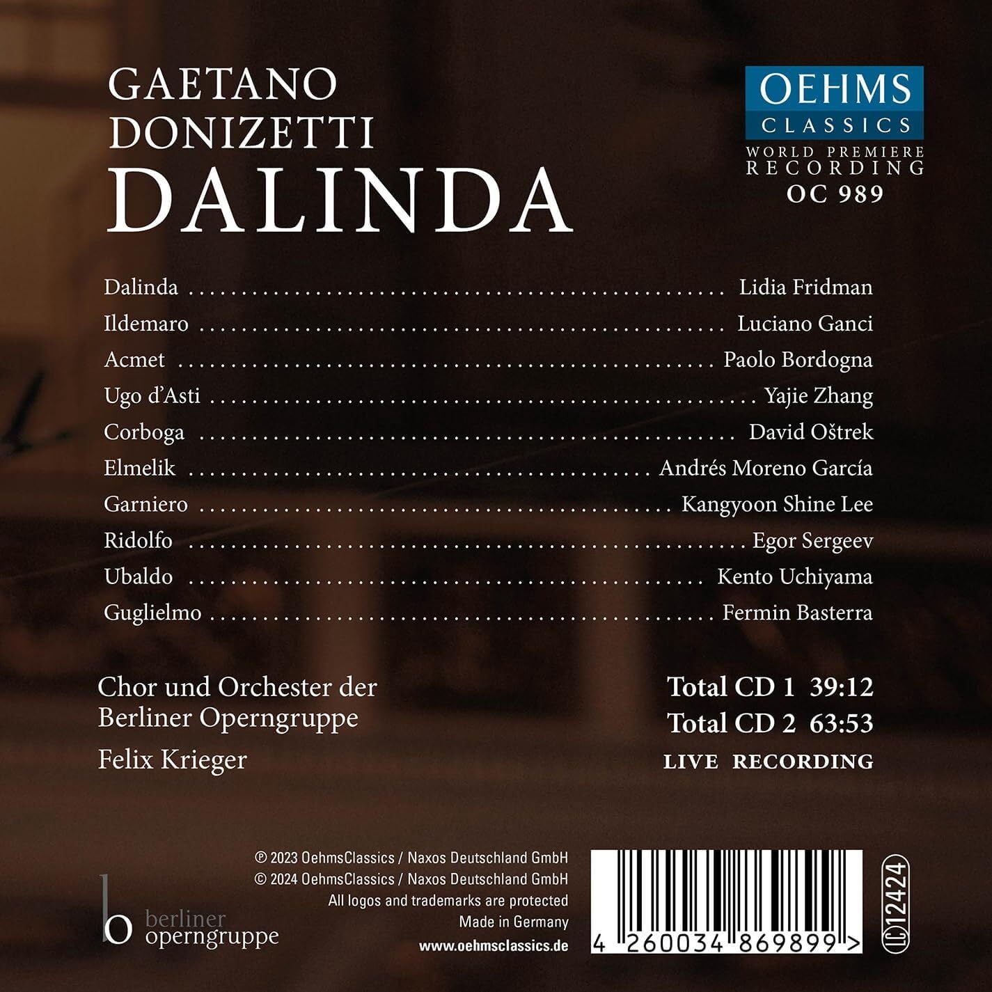 Orchester Der Berliner Operngruppe - Donizetti: Dalinda - Music & Performance - CD