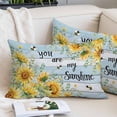 thumbnail image 2 of Summer Sunflower Throw Pillow Cover 20 x 36 Inch Decorative Pillow Cover Vintage Floral Botanical Bee Blue Wooden Lumbar Pillowcase Seasonal Rectangle Cushion Case for Couch Sofa Bed Living Room, 2 of 9