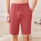 thumbnail image 4 of Pantalones Cortos de Cintura Elástica para Hombre Color Sólido Casual Beach Shorts de Verano con Botón, Algodón de Poliéster, 4 of 7