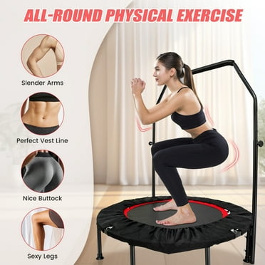 RICAN 48" Exercise Mini Trampoline, Foldable Rebounder Mini Trampoline for Adult, Fitness Exercise Rebounder Trampoline,Black