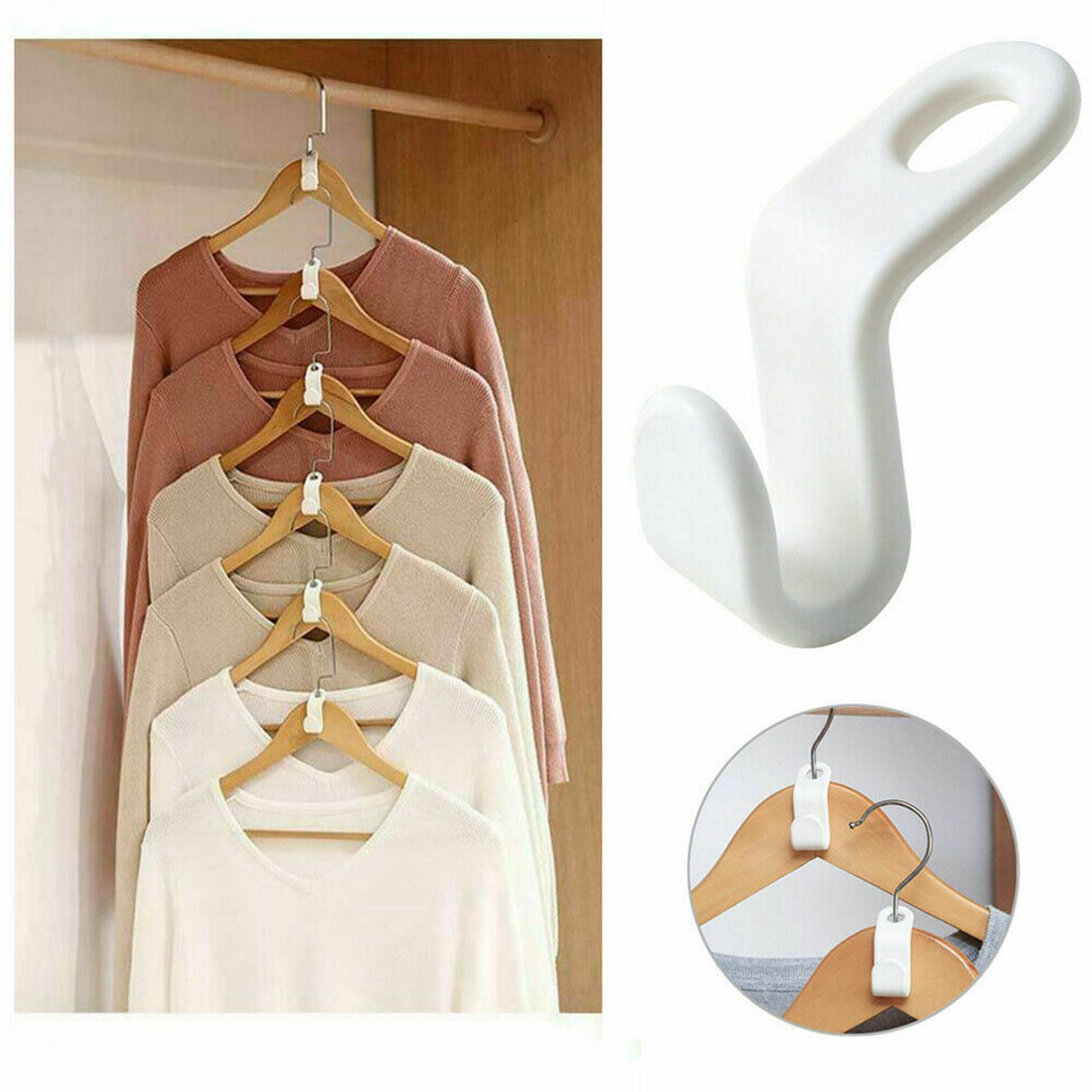 YeekTok 24 Pcs Clothes Hanger Connector Hooks Cascading Clothes Hangers Space Saving Organizer White